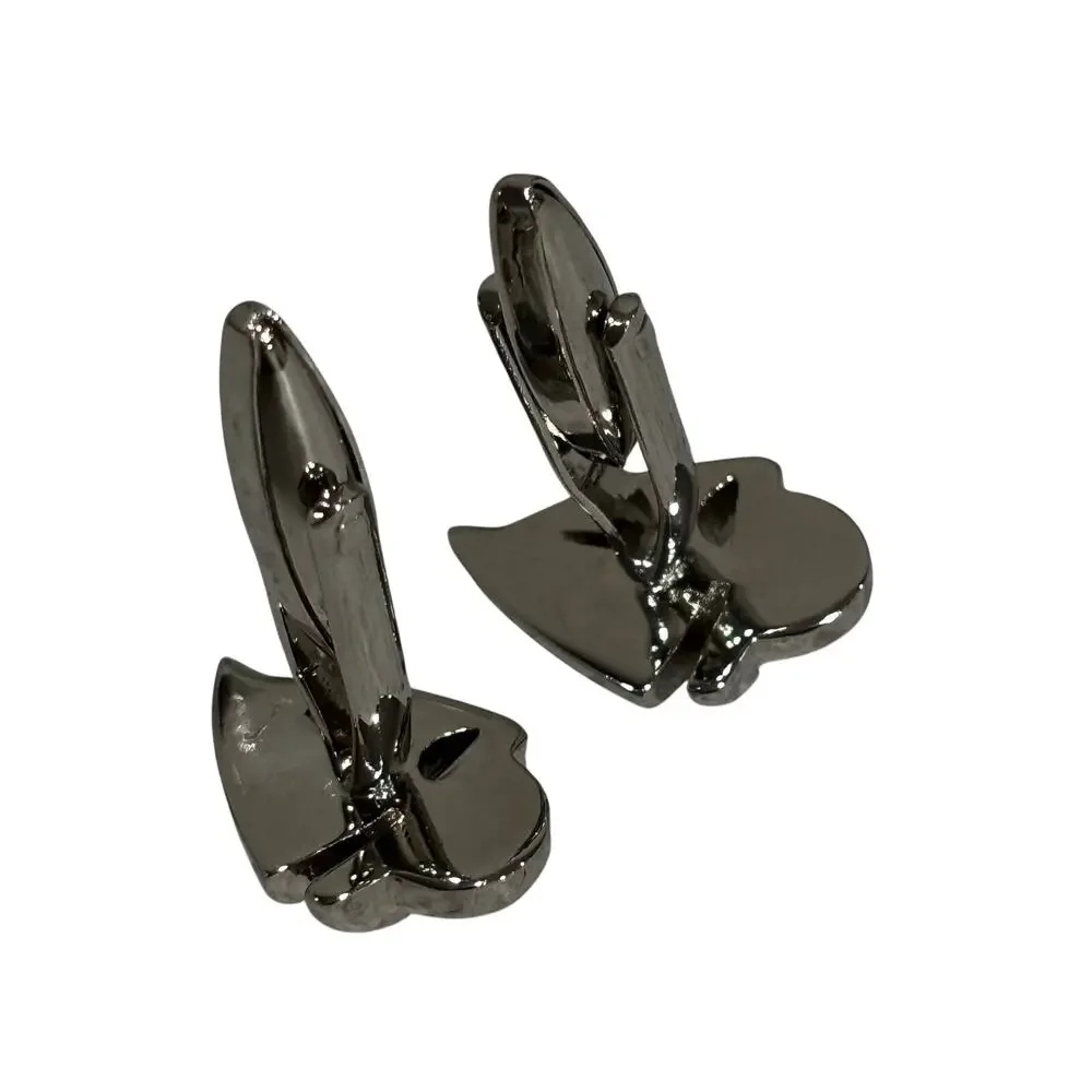 Sail boat shaped silver tone cufflinks nautical theme cuff links for man